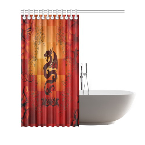 Tribal dragon  on vintage background Shower Curtain 72"x72"
