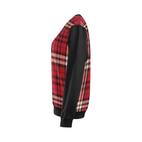 red stripr All Over Print Crewneck Sweatshirt for Women (Model H18)