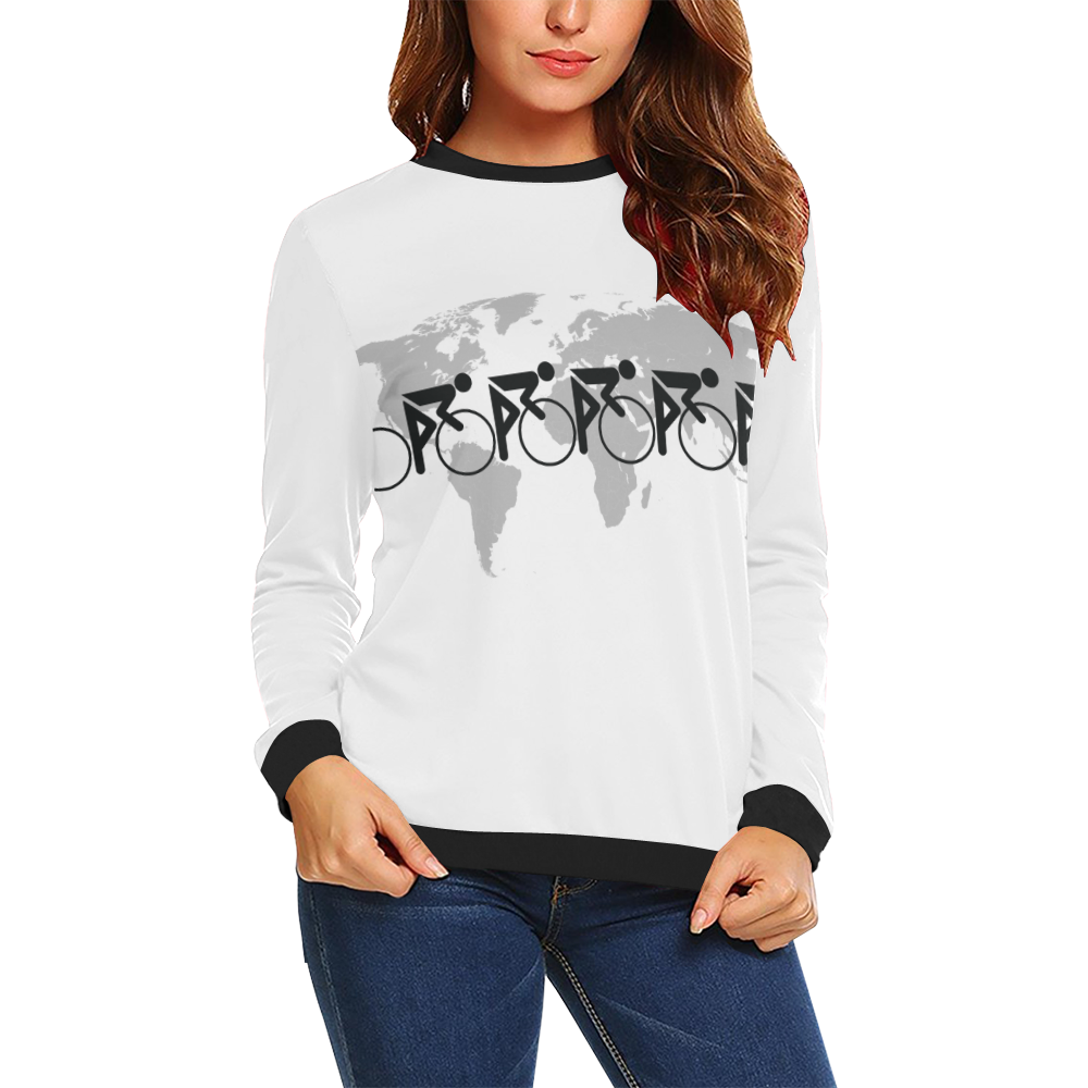 The Bicycle Race 3 Black All Over Print Crewneck Sweatshirt for Women (Model H18)