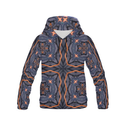 Industrial Blue & Orange All Over Print Hoodie for Women (USA Size) (Model H13)
