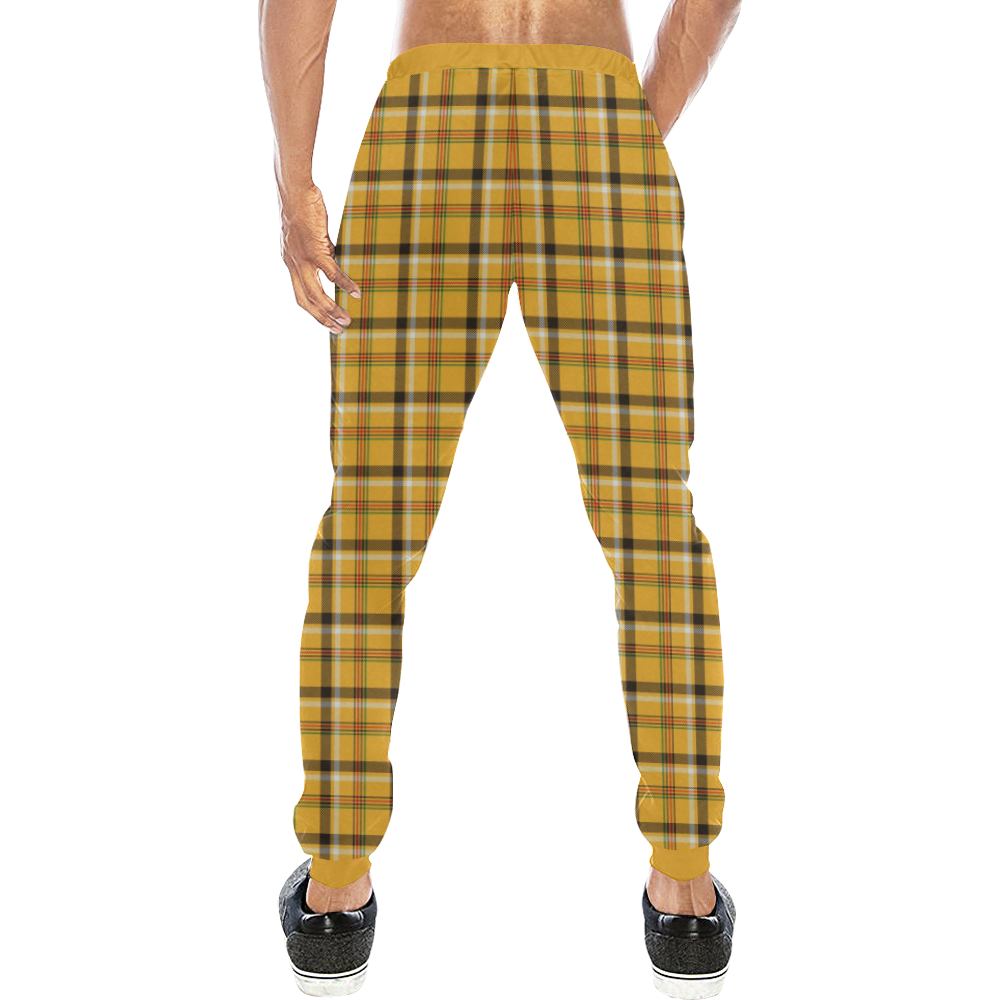 Yellow Tartan (Plaid) Men's All Over Print Sweatpants (Model L11)