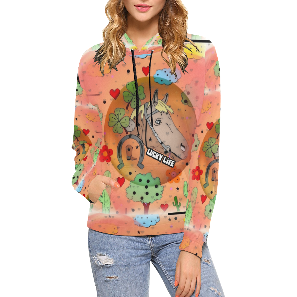 Horse Popart by Nico Bielow All Over Print Hoodie for Women (USA Size) (Model H13)