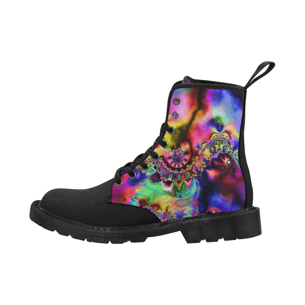 Simple Rainbow Plasma Martin Boots for Women (Black) (Model 1203H)