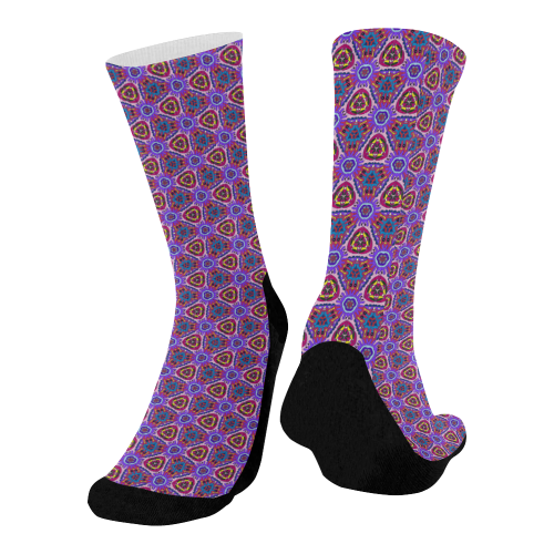 Purple Doodles - Hidden Smiles Mid-Calf Socks (Black Sole)