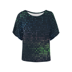 Prismic Rainbow Women's Batwing-Sleeved Blouse T shirt (Model T44)