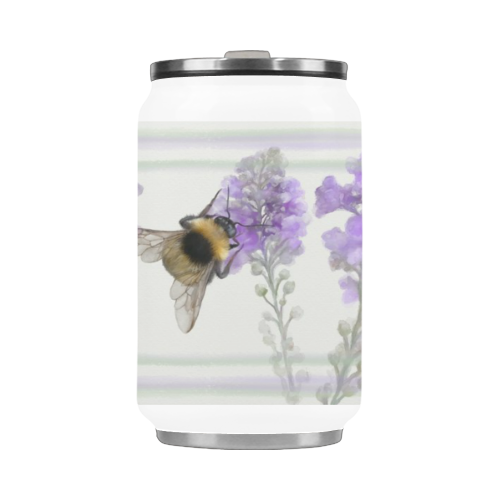 Bumblebee, purple, violet floral watercolor Stainless Steel Vacuum Mug (10.3OZ)