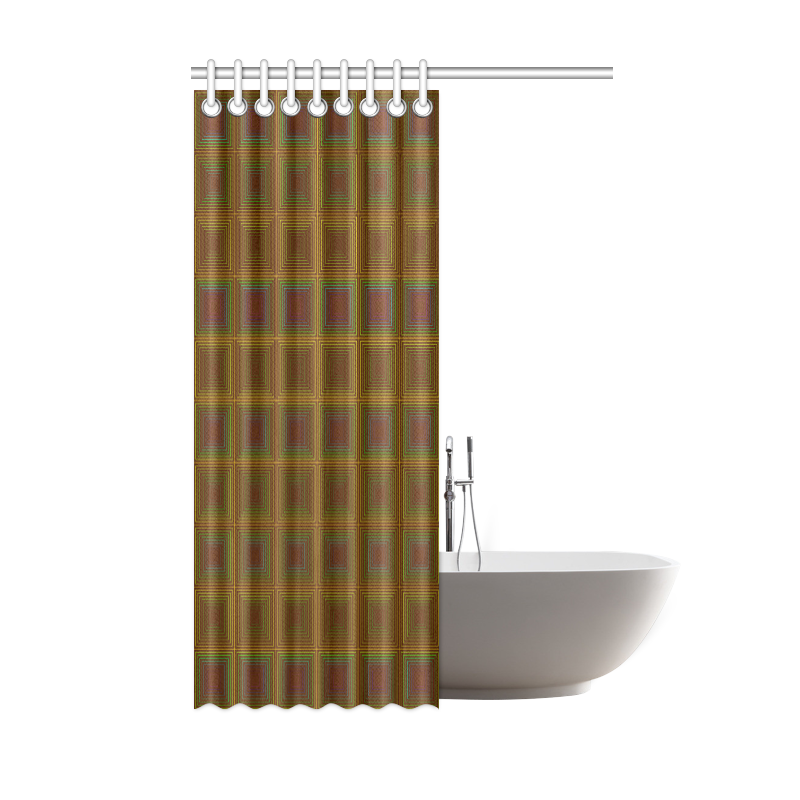 Golden brown multicolored multiple squares Shower Curtain 48"x72"