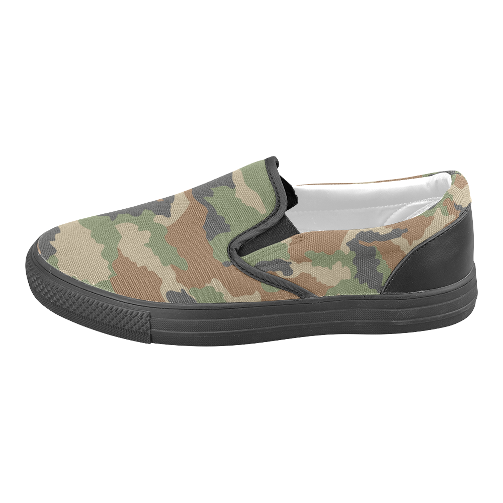 woodland camouflage pattern Slip-on Canvas Shoes for Men/Large Size (Model 019)