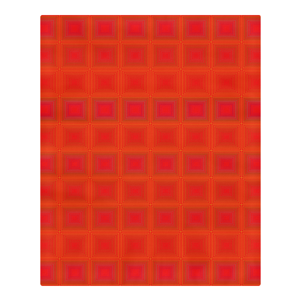 Red orange multicolored multiple squares 3-Piece Bedding Set