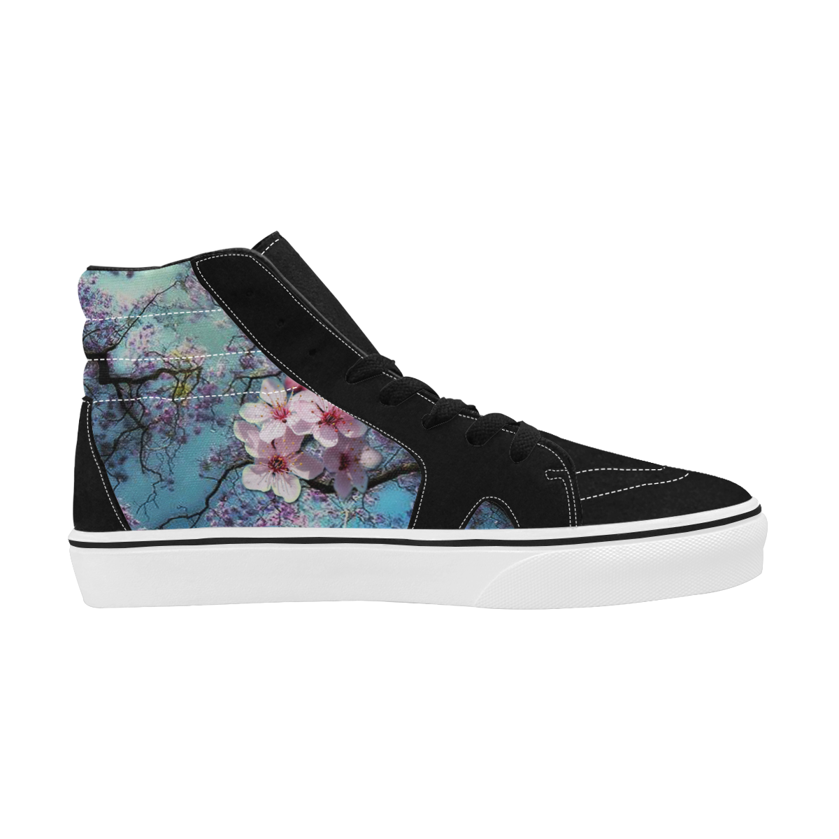 Cherry blossomL Men's High Top Skateboarding Shoes (Model E001-1)