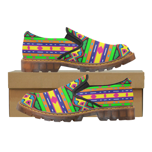 Distorted colorful shapes and stripes Martin Men's Slip-On Loafer (Model 12031)