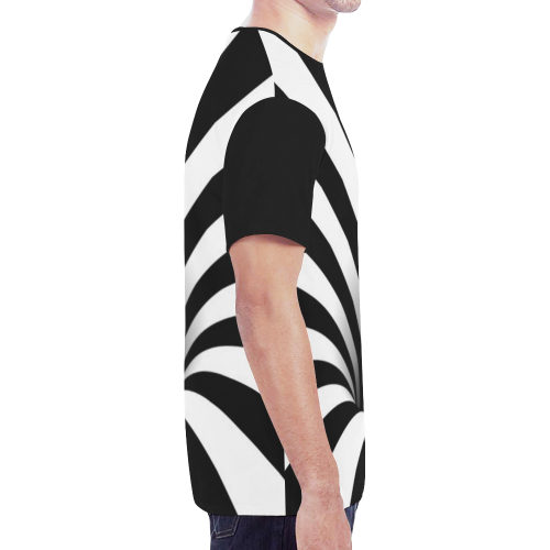 Optical Illusion Black Hole Stripes (White/Black) by BJORLIE New All Over Print T-shirt for Men (Model T45)