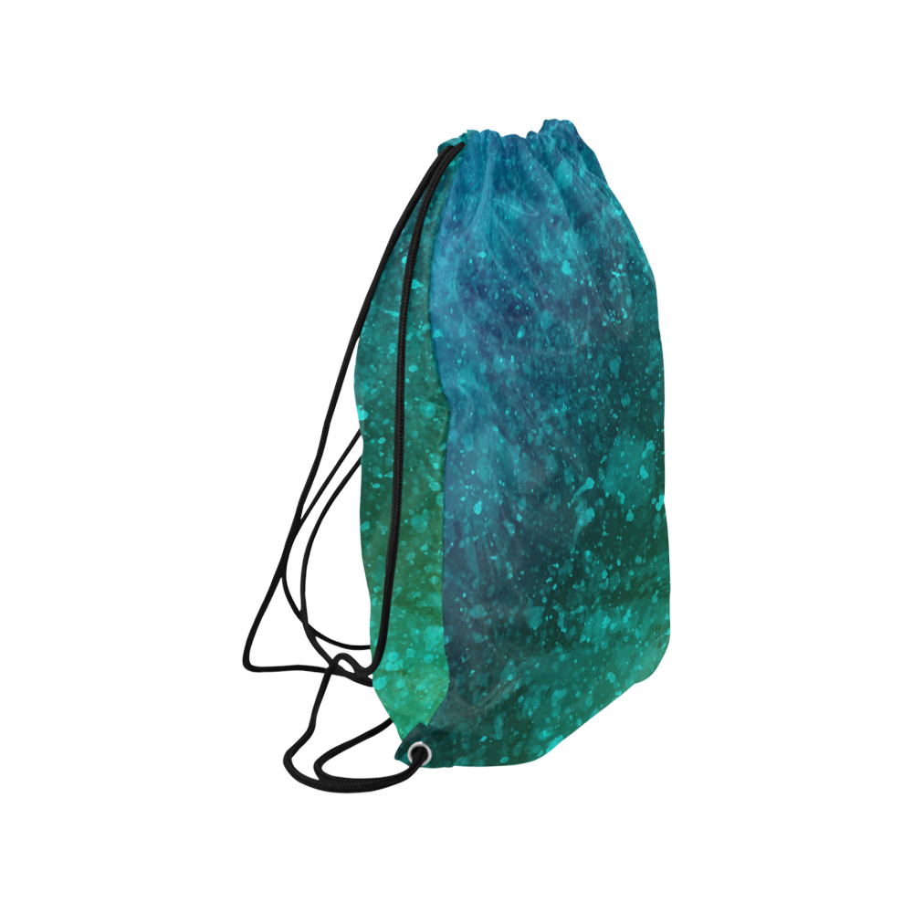 Blue and Green Abstract Medium Drawstring Bag Model 1604 (Twin Sides) 13.8"(W) * 18.1"(H)