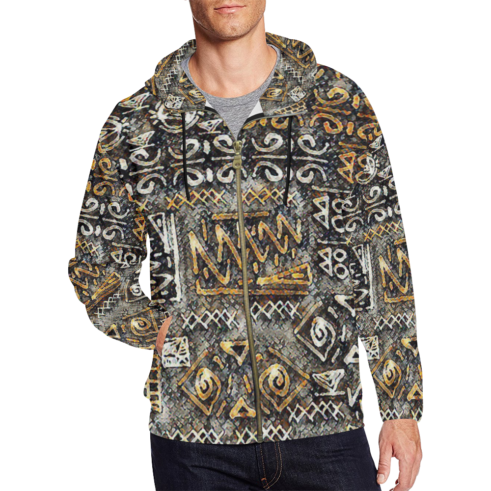 zZzs All Over Print Full Zip Hoodie for Men/Large Size (Model H14)