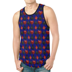 Las Vegas Black and Red Casino Poker Card Shapes on Blue New All Over Print Tank Top for Men (Model T46)