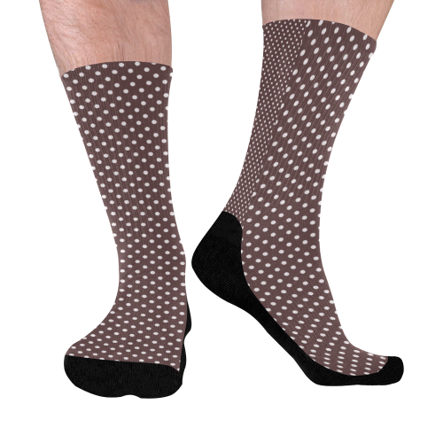 Chocolate brown polka dots Mid-Calf Socks (Black Sole)