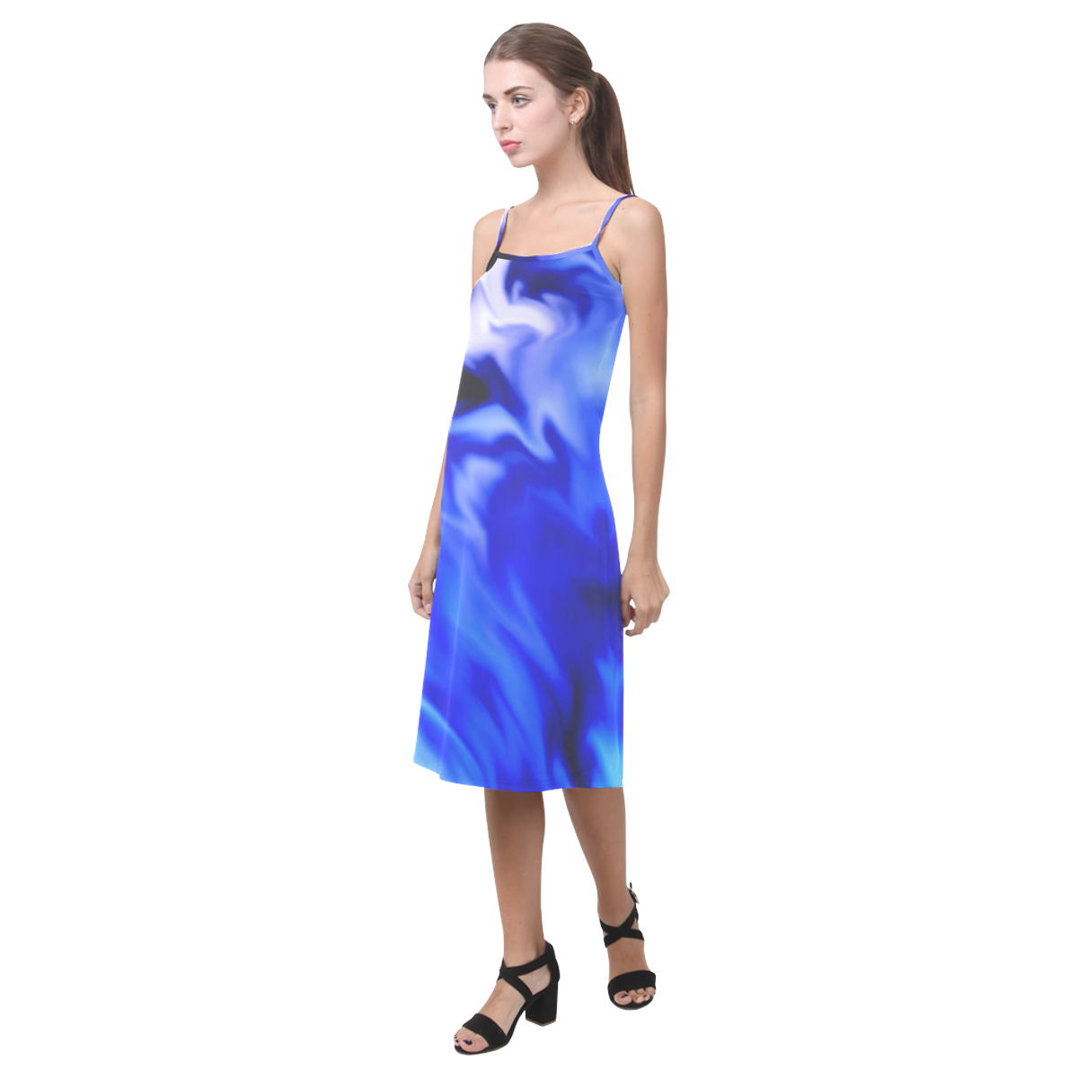 Light Blue silver waves Alcestis Slip Dress (Model D05)