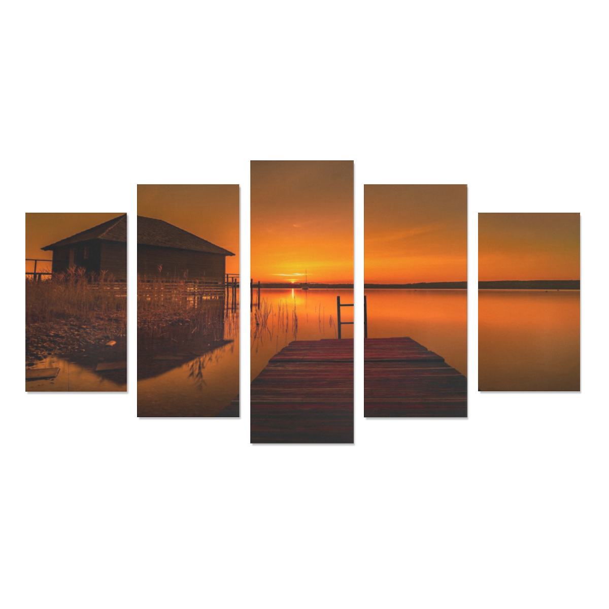 Dockside Sunset Canvas Print Sets A (No Frame)