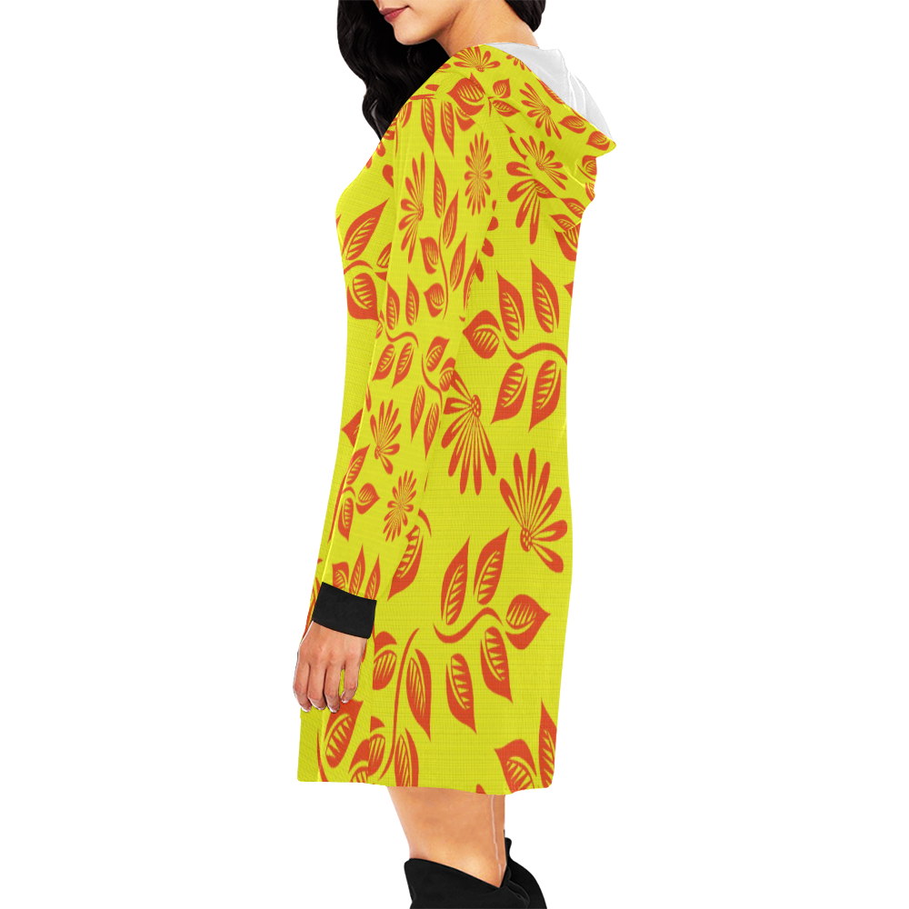 FLORAL DESIGN 2 All Over Print Hoodie Mini Dress (Model H27)