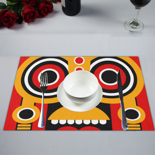 Red Yellow Tiki Tribal Placemat 14’’ x 19’’ (Six Pieces)