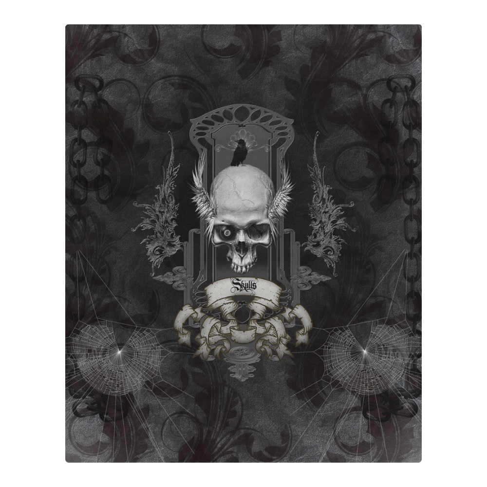 Skull with crow in black and white 3-Piece Bedding Set