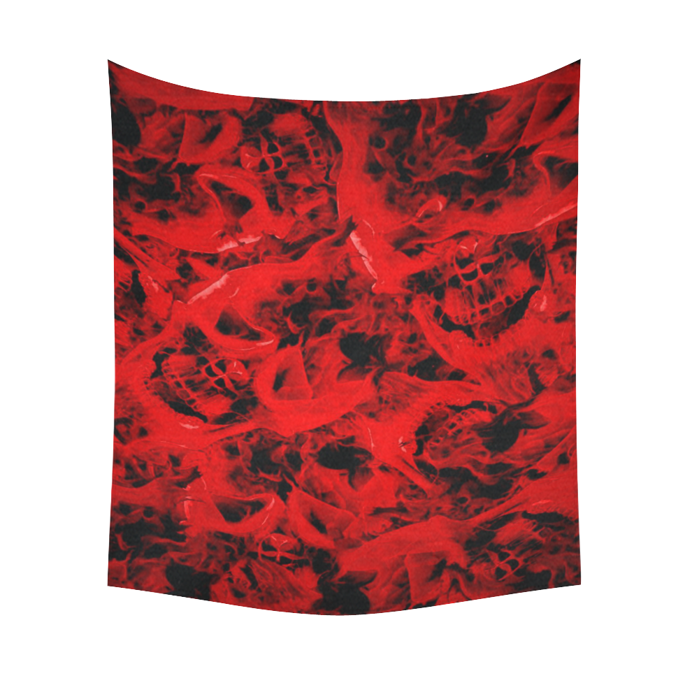 3D Red Gothic Spirit Skulls Horror Black Light Cotton Linen Wall Tapestry 51"x 60"