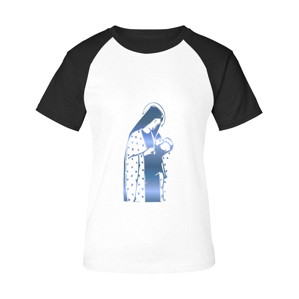Blessed Mother holding Baby Jesus Women's Raglan T-Shirt/Front Printing (Model T62)