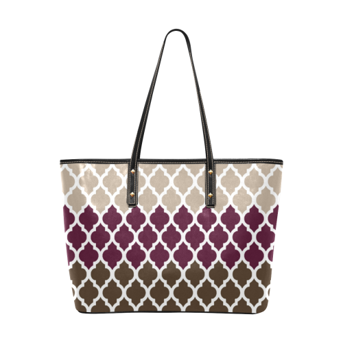 stripe lace pattern Chic Leather Tote Bag (Model 1709)