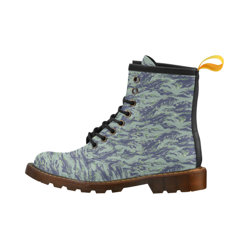 Jungle Tiger Stripe Green Camouflage High Grade PU Leather Martin Boots For Women Model 402H