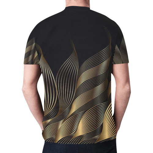 gold waves New All Over Print T-shirt for Men (Model T45)