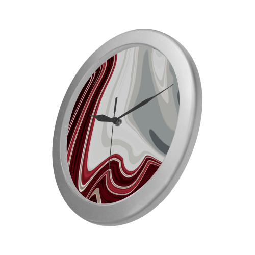 AbstractRed Silver Color Wall Clock
