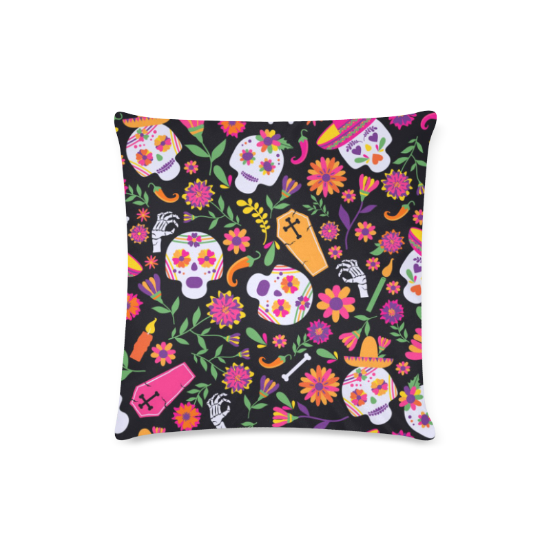 Colorful Day Of The Dead Pattern Custom Zippered Pillow Case 16"x16"(Twin Sides)