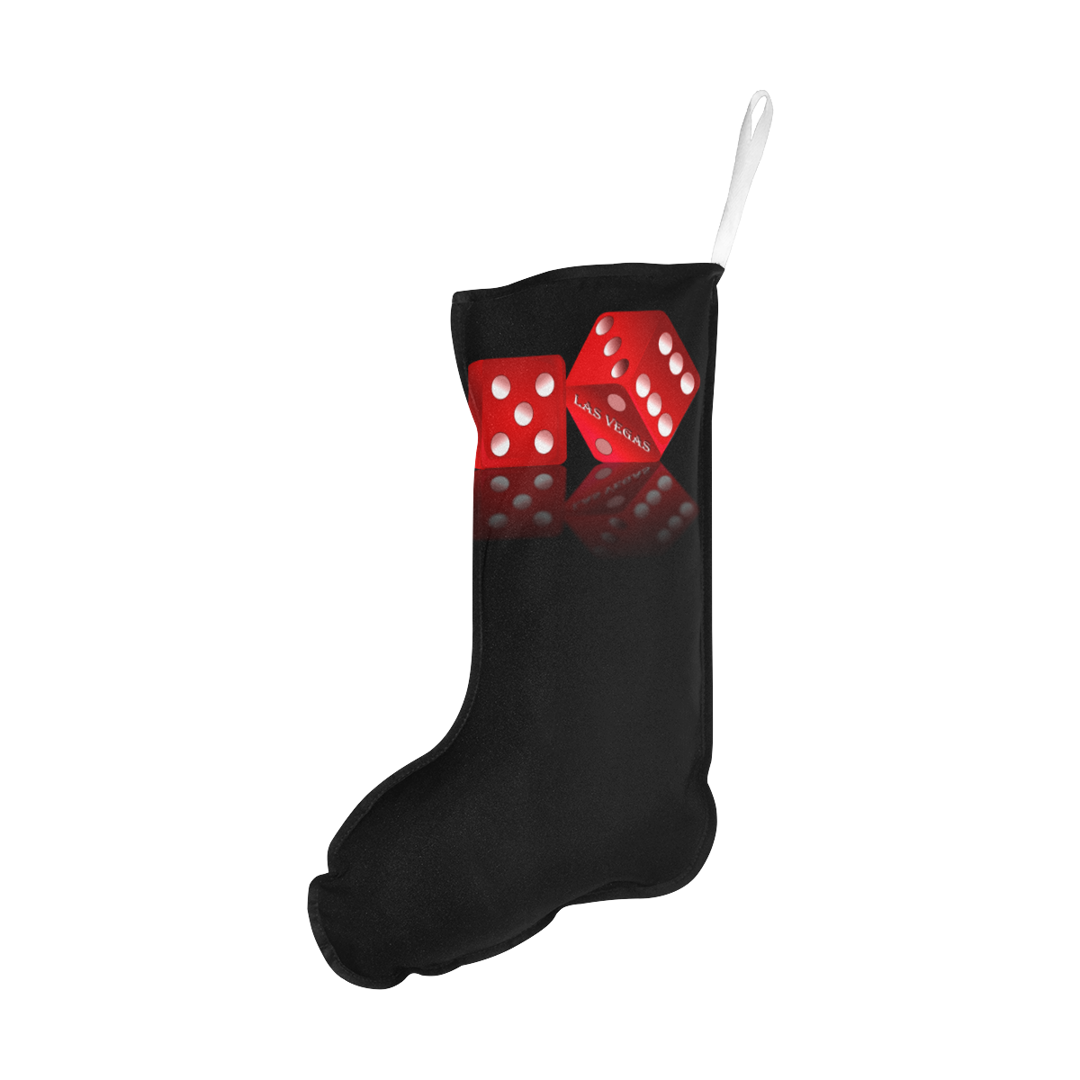 Las Vegas Craps Dice on Black Christmas Stocking (Without Folded Top)