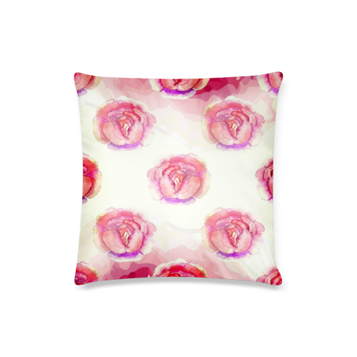 Watercolor Flowers Custom Pillow Case 16"x16"  (One Side Printing) No Zipper