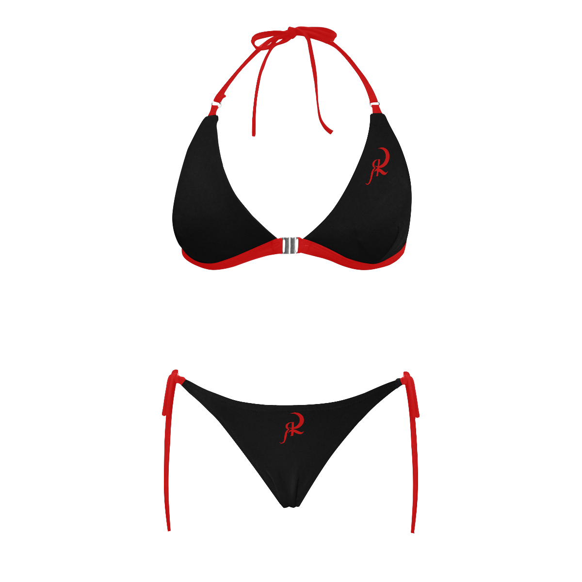 RED QUEEN SYMBOL Buckle Front Halter Bikini Swimsuit (Model S08)