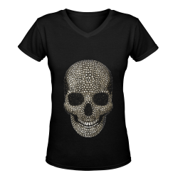skullbeads2 Women's Deep V-neck T-shirt (Model T19)