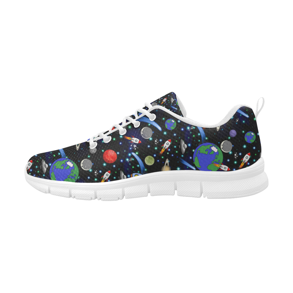 Galaxy Universe - Planets, Stars, Comets, Rockets Men's Breathable Running Shoes (Model 055)