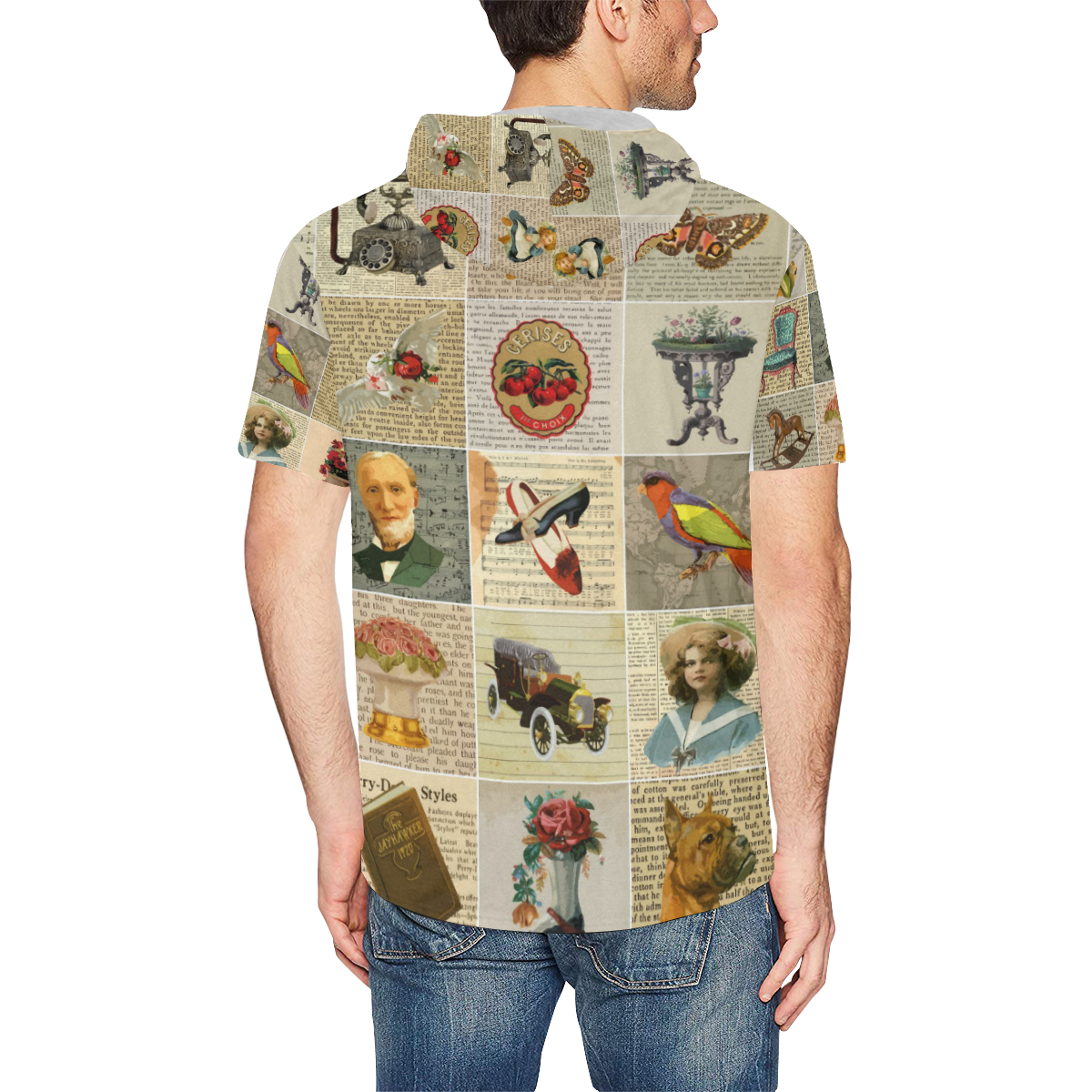 Old  Time All Over Print Short Sleeve Hoodie for Men (Model H32)