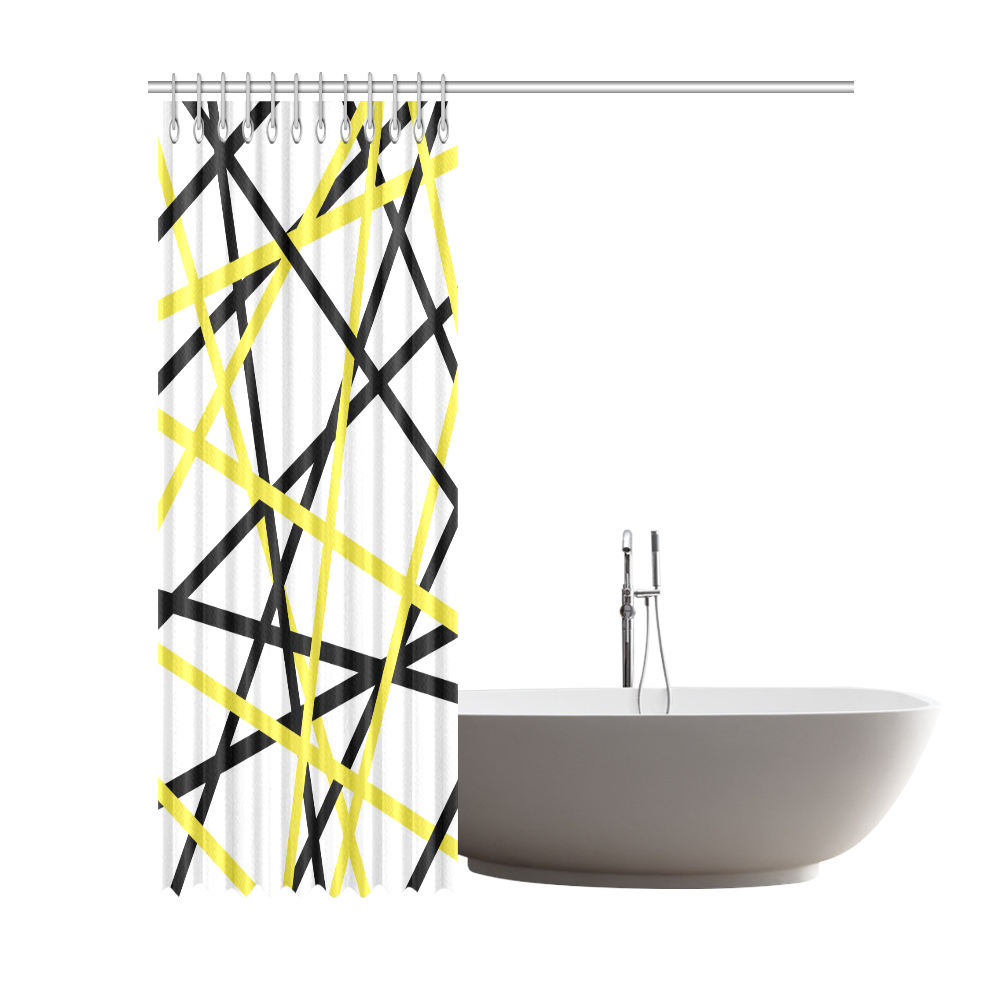 Black and yellow stripes Shower Curtain 72"x84"