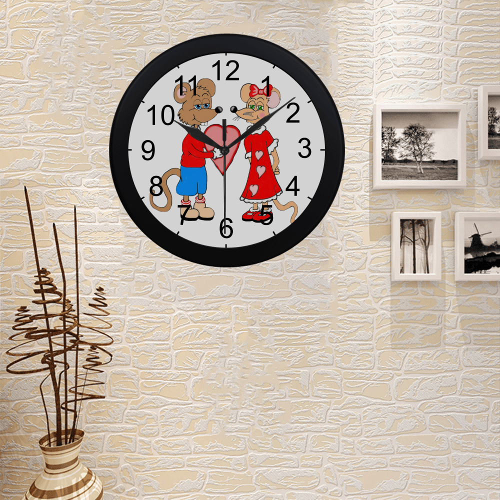 Love Mice Circular Plastic Wall clock