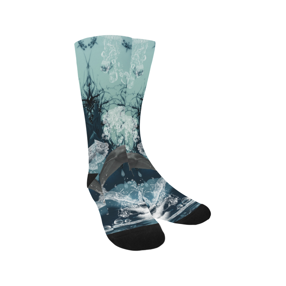 Dolphin jumping by a heart Trouser Socks (For Men)