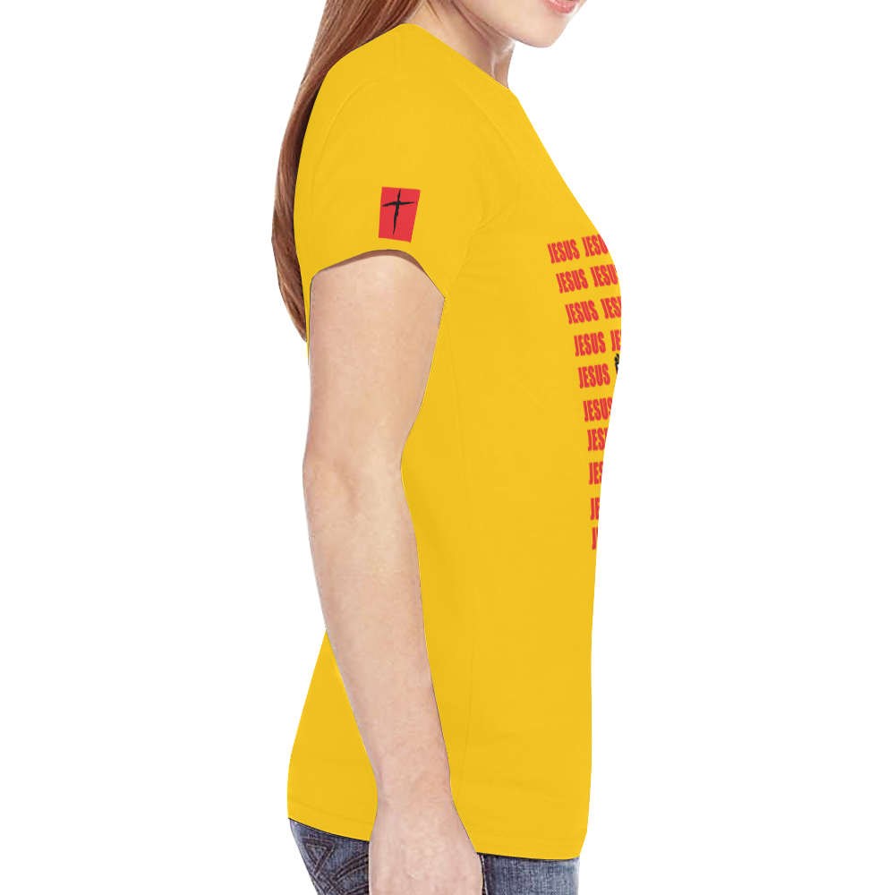Yellow/ Red New All Over Print T-shirt for Women (Model T45)