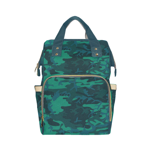 Green-Blue Camo Multi-Function Diaper Backpack/Diaper Bag (Model 1688)