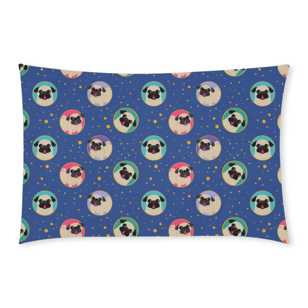 Fawn Pugs In Circles 3-Piece Bedding Set