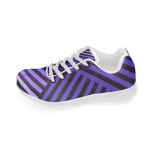 Purple Diagonal Striped Pattern Women's Running Shoes/Large Size (Model 020)