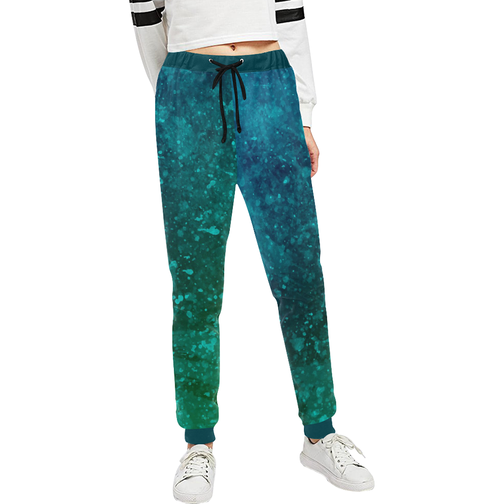 Blue and Green Abstract Unisex All Over Print Sweatpants (Model L11)