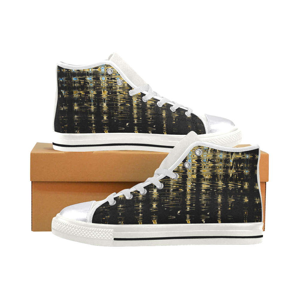 Abstract Women's Classic High Top Canvas Shoes (Model 017)