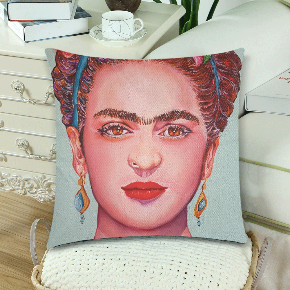 FRIDA Custom Zippered Pillow Cases 18"x 18" (Twin Sides) (Set of 2)