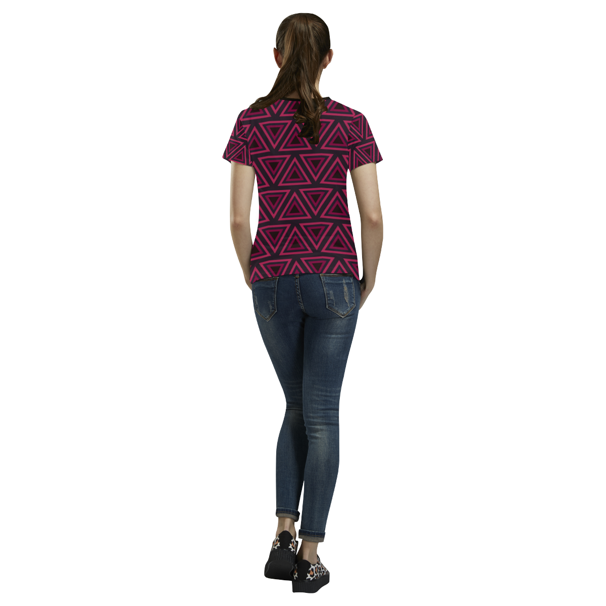Tribal Ethnic Triangles All Over Print T-shirt for Women/Large Size (USA Size) (Model T40)
