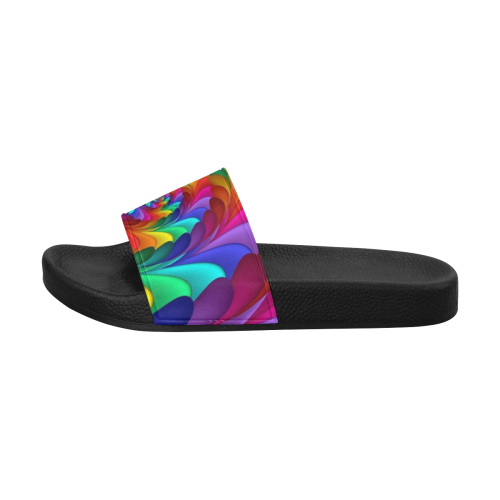 RAINBOW CANDY SWIRL Men's Slide Sandals/Large Size (Model 057)